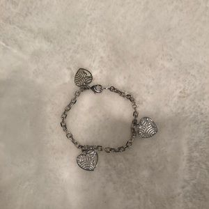 Silver heart charm bracelet.